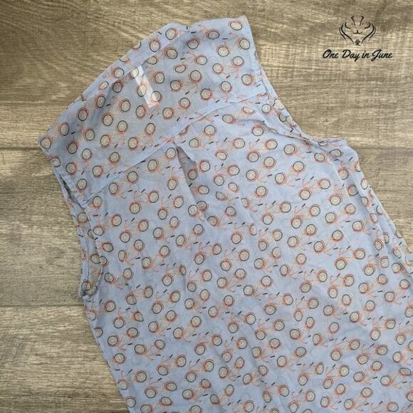 Xhilaration Sheer Bicycle Print Button Down Tank Asymetrical Hem Size SP - Picture 5 of 5